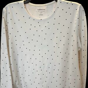 Women's large Croft&Barrow classic tee white with black polka dots